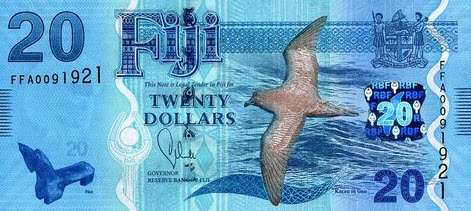 P117 Fiji Islands 20 Dollars (Flora & Fauna) 2012